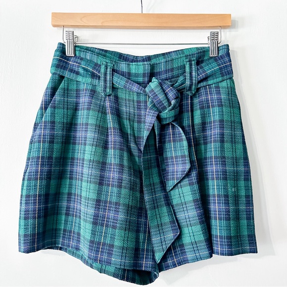 Sezane Lucas Shorts Green Plaid Dressy Size 36 US 4 - Picture 2 of 7